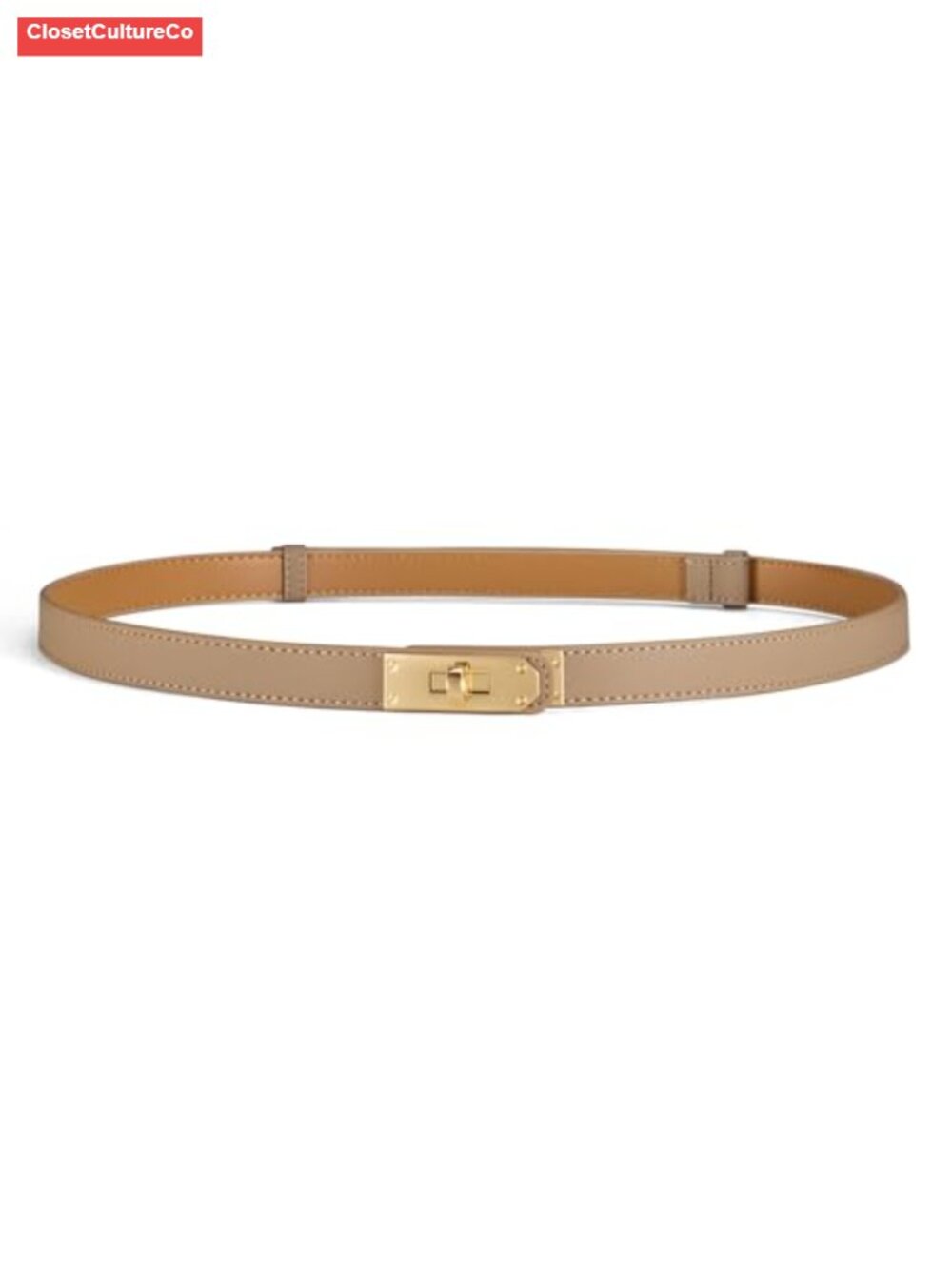 Skinny Leather Belt Adjustable Dress Belt with Gold Buckle